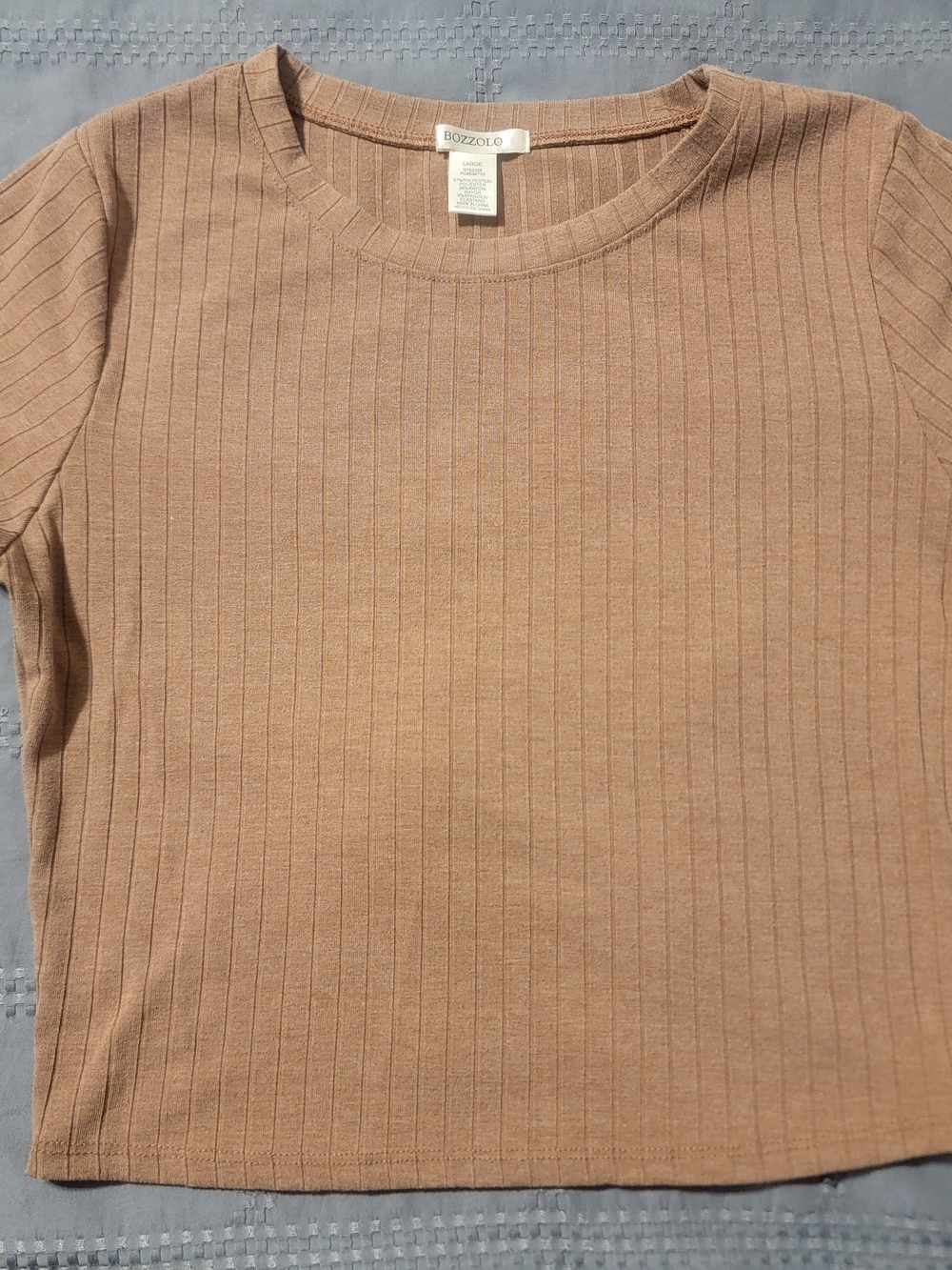Bozzolo Short-Sleeve Ribbed Tee in Light Tan
